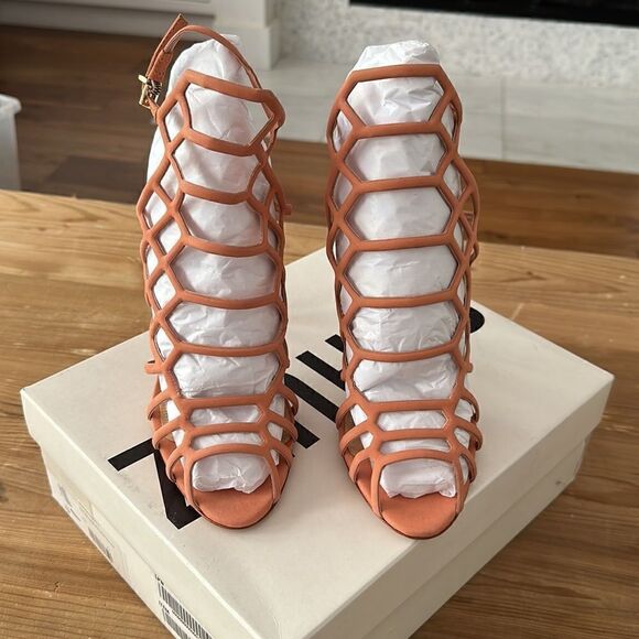 SCHUTZ Orange Cage Heels - Picture 2 of 6
